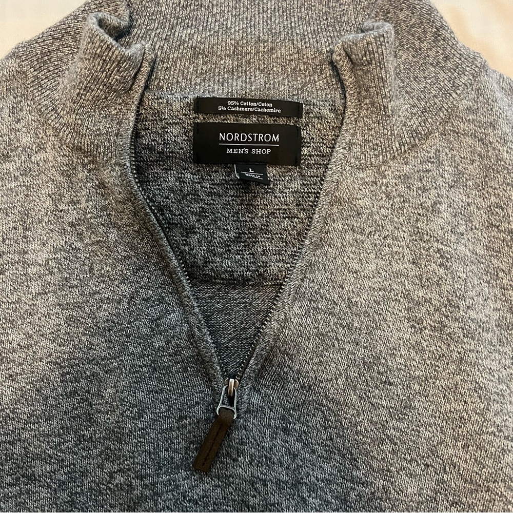 Nordstrom men’s grey quarter zip sweater, Size Large - Picture 2 of 6